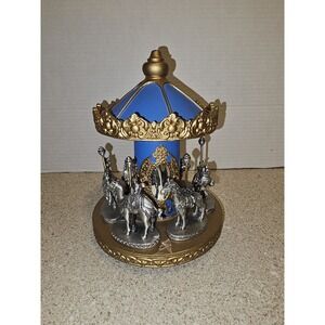 Vtg 1984/85 Hudson Fine Pewter After Hours Carousel w/ 6 Animal Figurines